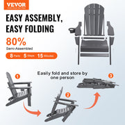 Adirondack Chair Plastic, Set of 2 All-Weather Portable Folding Fire Pit Chair, Outdoor Adirondack Patio V952-SLADLDKYHSKZUB86TV0