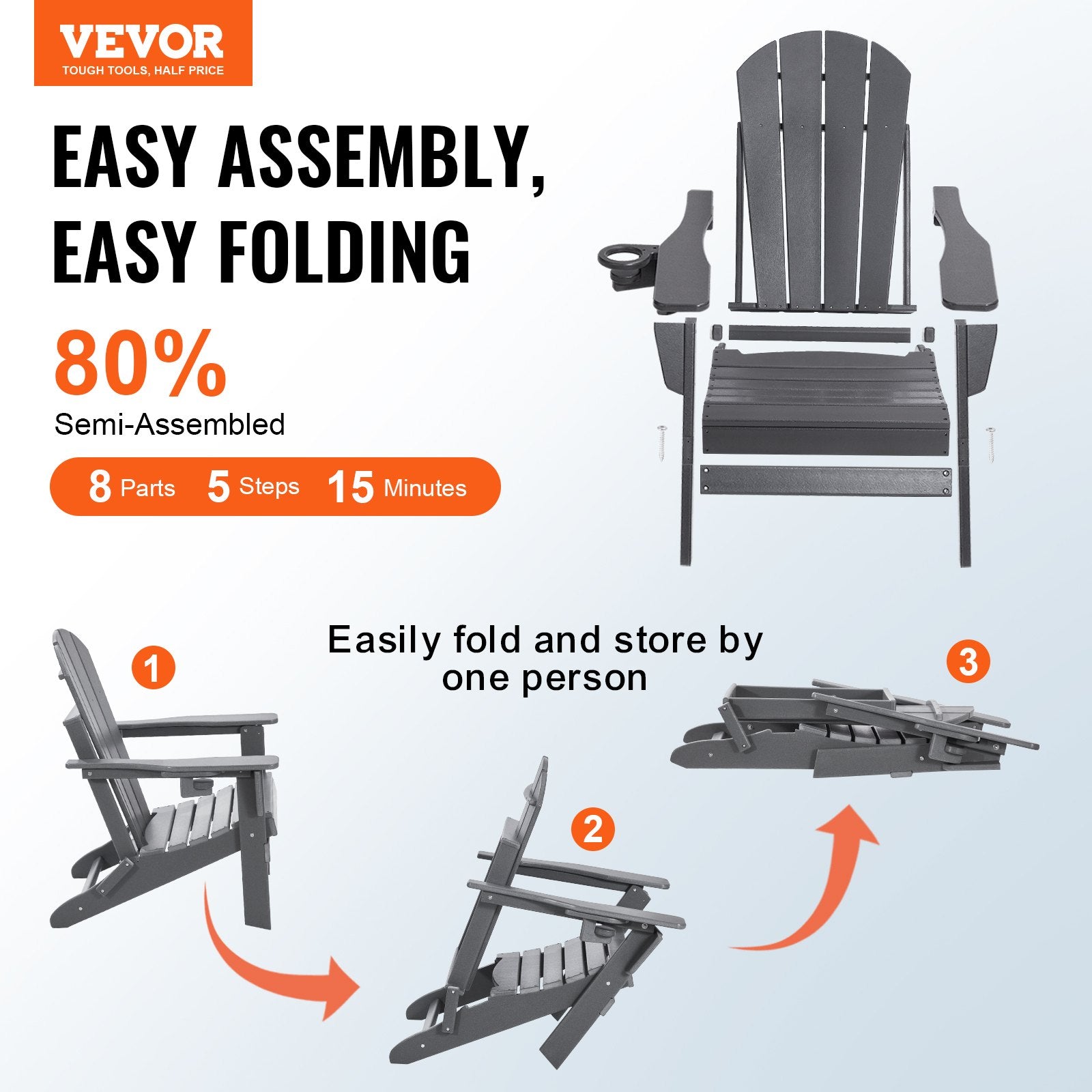 Adirondack Chair Plastic, Set of 2 All-Weather Portable Folding Fire Pit Chair, Outdoor Adirondack Patio V952-SLADLDKYHSKZUB86TV0