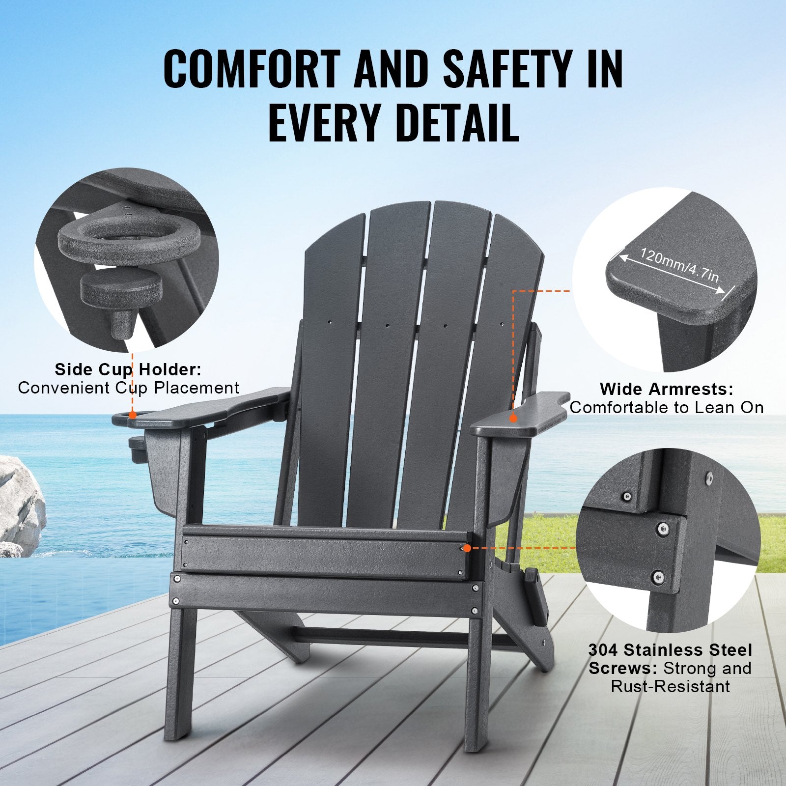 Adirondack Chair Plastic, Set of 2 All-Weather Portable Folding Fire Pit Chair, Outdoor Adirondack Patio V952-SLADLDKYHSKZUB86TV0