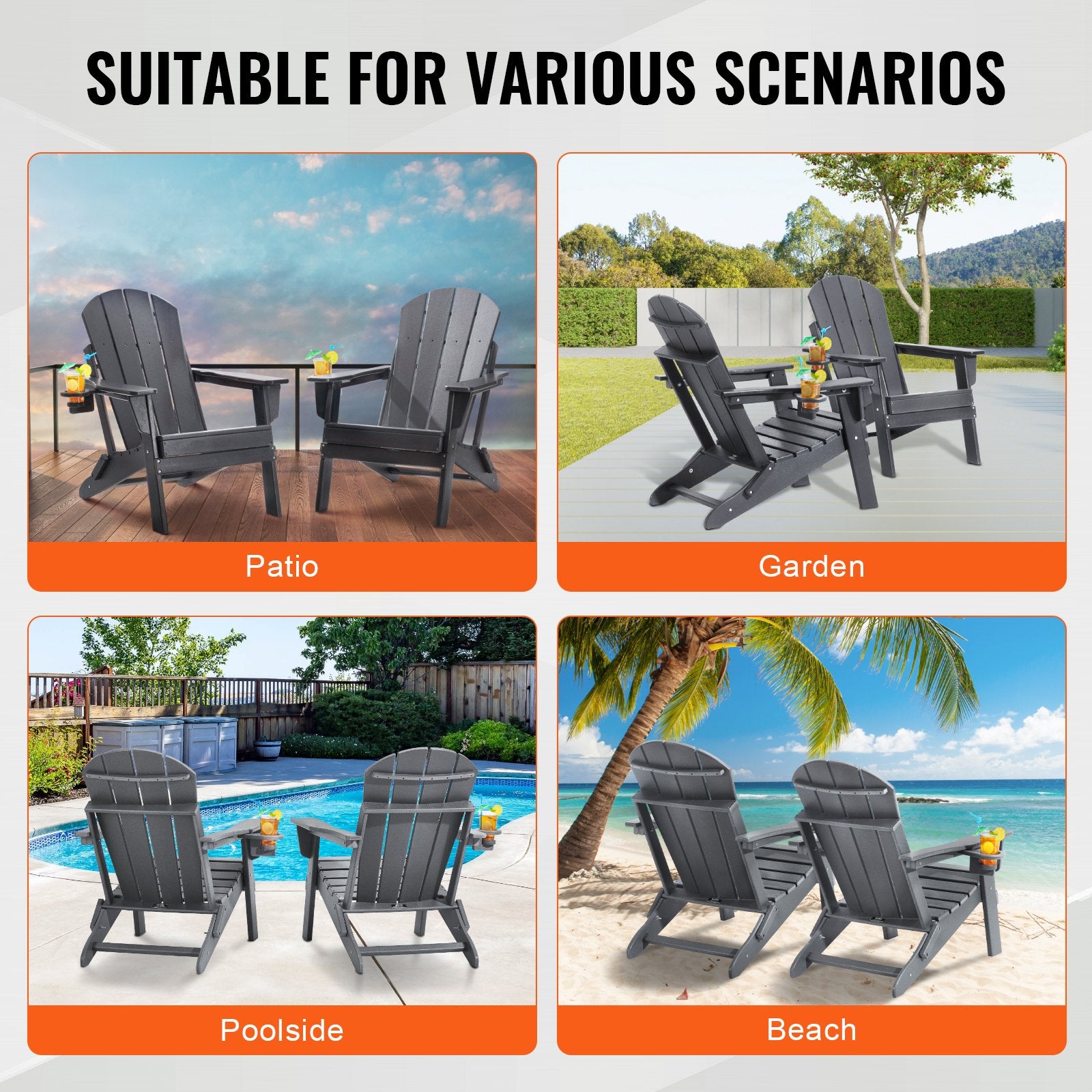 Adirondack Chair Plastic, Set of 2 All-Weather Portable Folding Fire Pit Chair, Outdoor Adirondack Patio V952-SLADLDKYHSKZUB86TV0