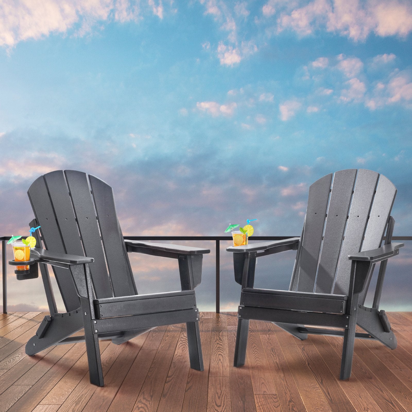 Adirondack Chair Plastic, Set of 2 All-Weather Portable Folding Fire Pit Chair, Outdoor Adirondack Patio V952-SLADLDKYHSKZUB86TV0