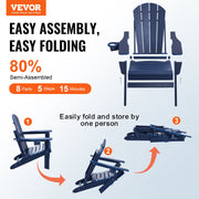 Adirondack Chair Plastic, Set of 2 All-Weather Portable Folding Fire Pit Chair, Outdoor Adirondack Patio V952-SLADLDKYLSKZ3IJ8KV0