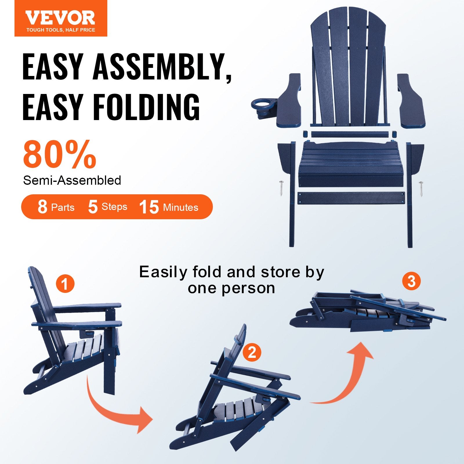 Adirondack Chair Plastic, Set of 2 All-Weather Portable Folding Fire Pit Chair, Outdoor Adirondack Patio V952-SLADLDKYLSKZ3IJ8KV0