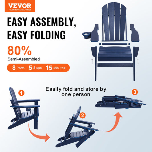 Adirondack Chair Plastic, Set of 2 All-Weather Portable Folding Fire Pit Chair, Outdoor Adirondack Patio V952-SLADLDKYLSKZ3IJ8KV0