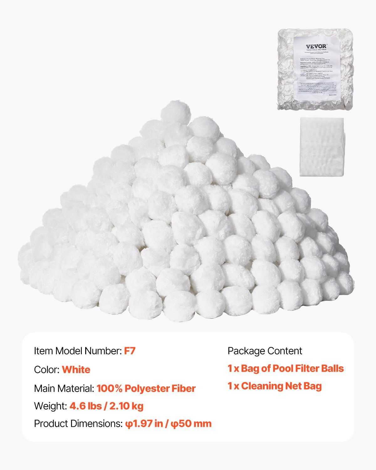 Pool Filter Balls for Sand Filter, 2.1 kg, Filter Balls Replace Pool Filter Sand, Reusable Polyester Fiber V952-SLBGLQBS46LB1DYQ4V0
