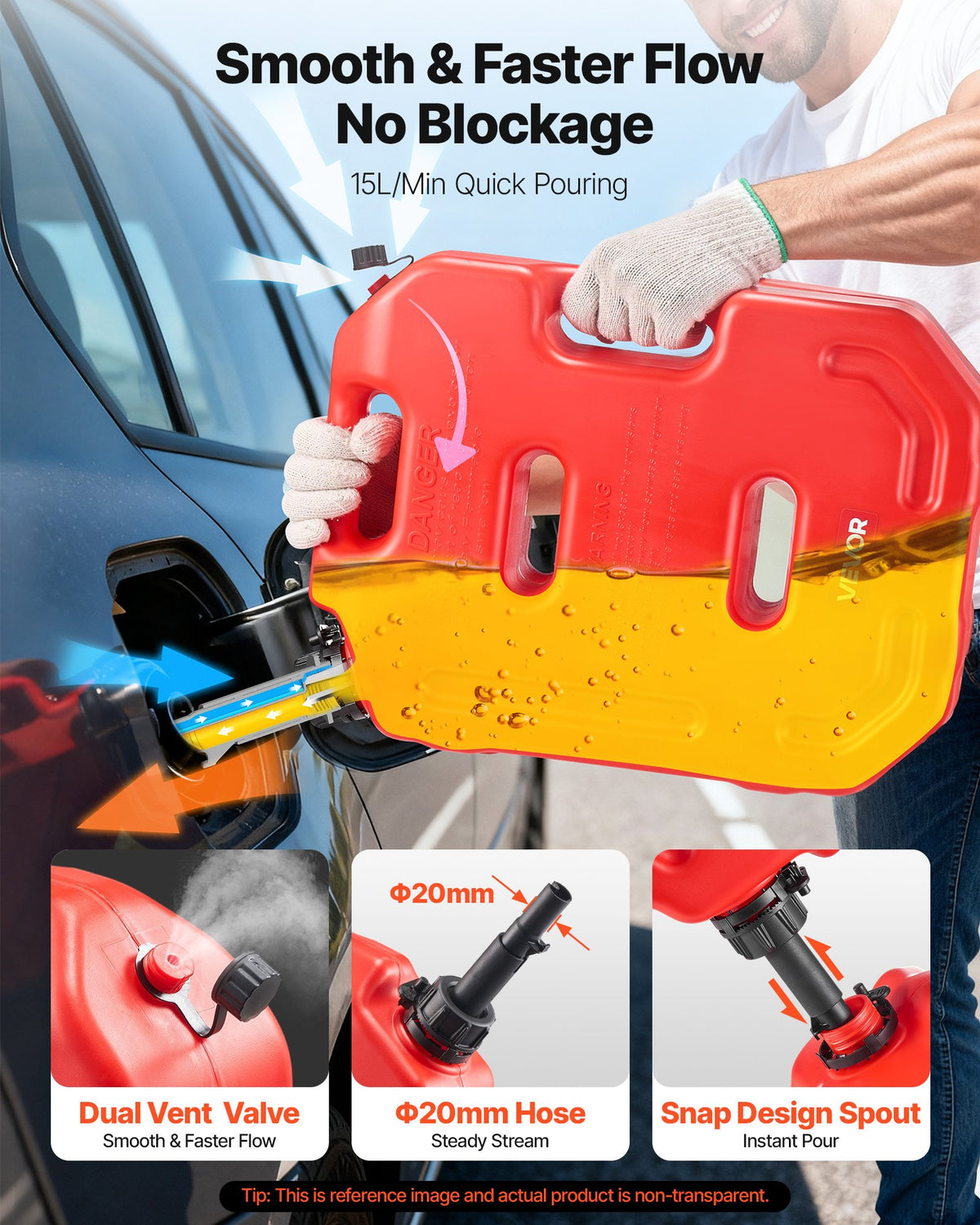 Fuel Container, 10 L, Gas Can with Spout and Lockable Bracket, 15 L/min Max Flow Rate, Secure & Leak-proof, V952-SLBXSYXCZK1JAO871001V0