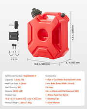 Fuel Container, 5 L, Gas Can with Spout and Lockable Bracket, 15 L/min Max Flow Rate, Secure & Leak-proof, V952-SLBXSYXCZK1JQWB8R001V0