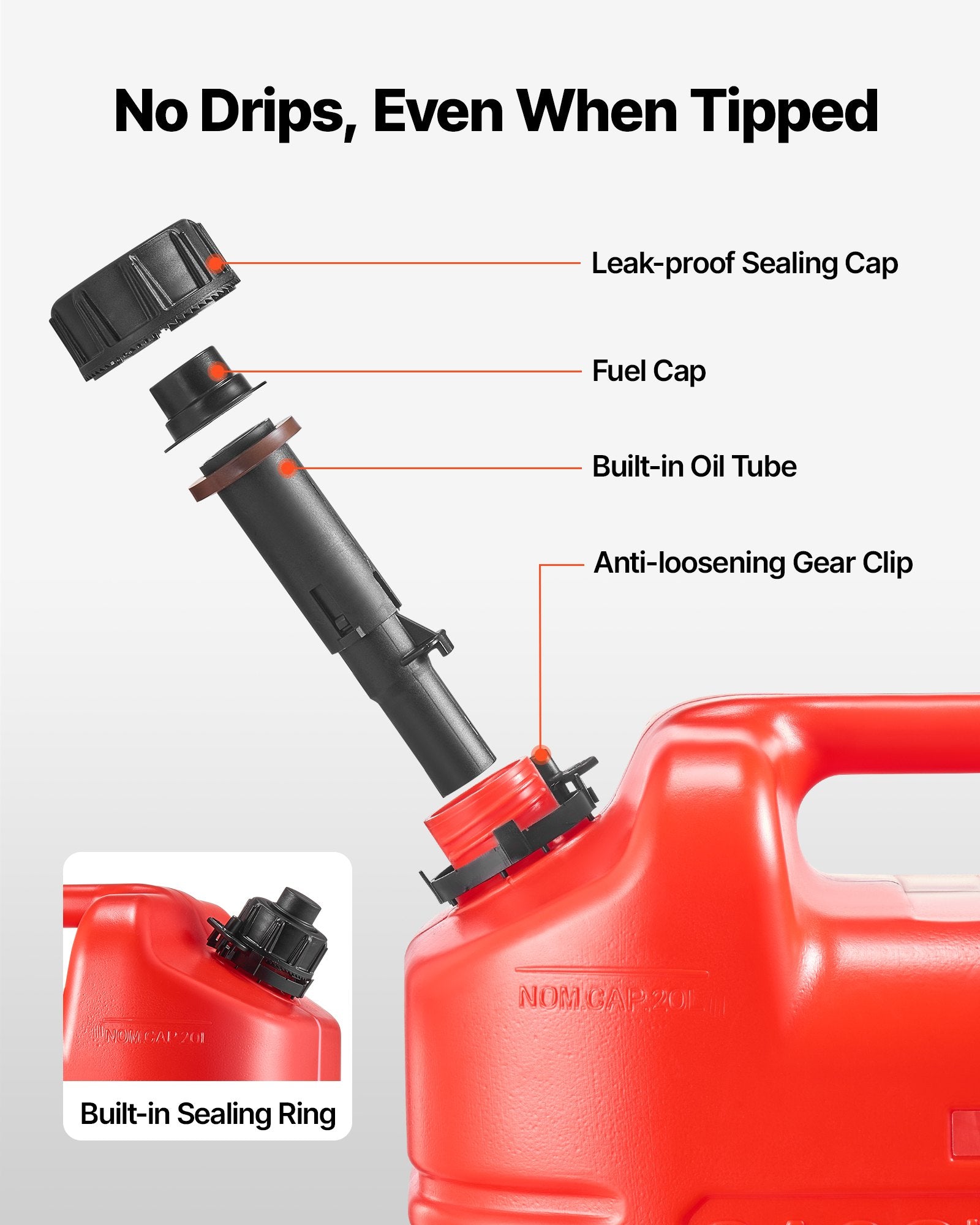 Fuel Container, 19 L, Gas Tank with Spout & Clear Scale, 15 L/min Max Flow Rate, Secure & Leak-proof, V952-SLBXSYXJYK1JNR1TZ001V0
