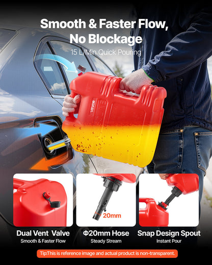Fuel Container, 19 L, Gas Tank with Spout & Clear Scale, 15 L/min Max Flow Rate, Secure & Leak-proof, V952-SLBXSYXJYK1JNR1TZ001V0