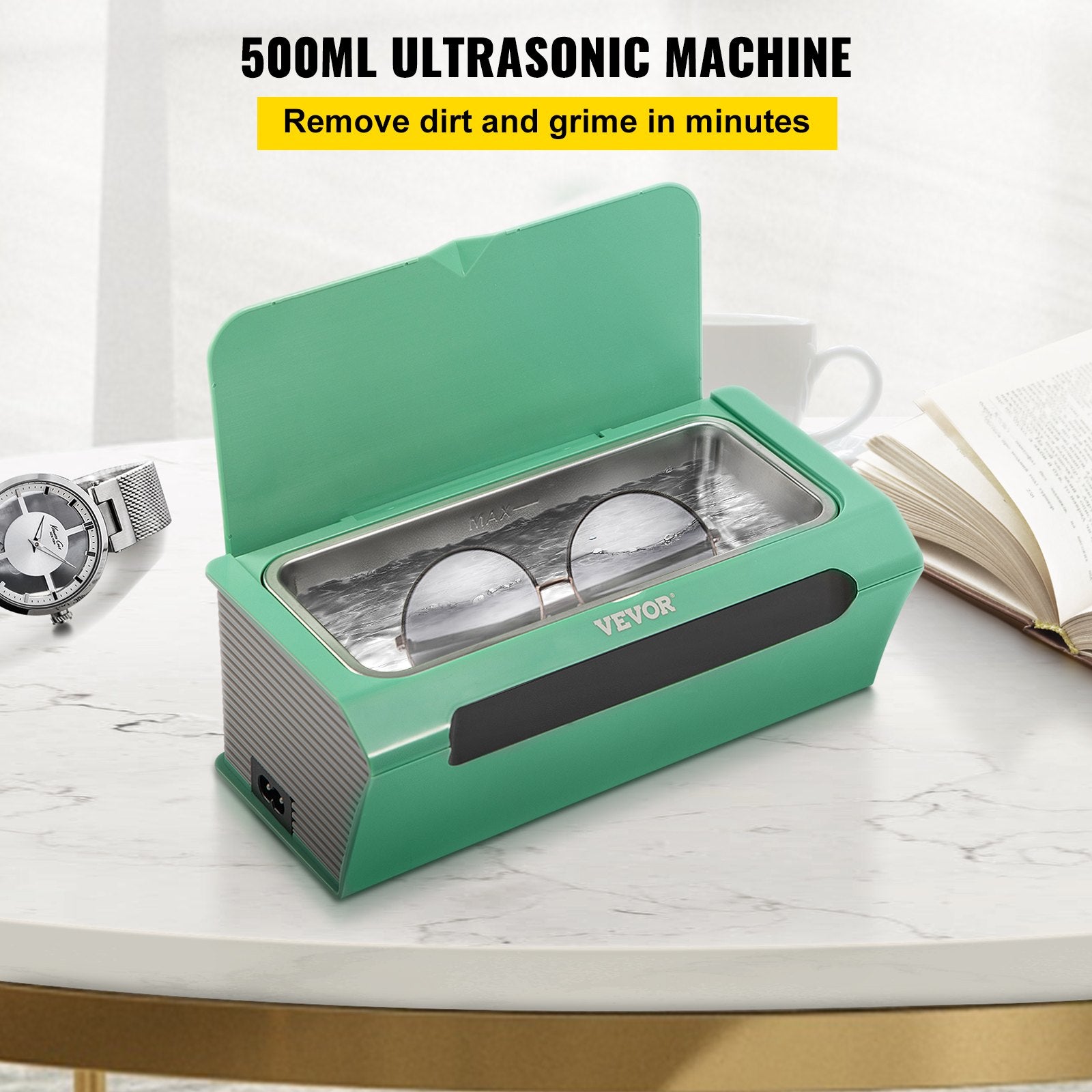 Ultrasonic Cleaner Ultrasound Cleaning Machine 500ML Green for Jewelry V952-SLCSBQXJMLSZF9EK7V3