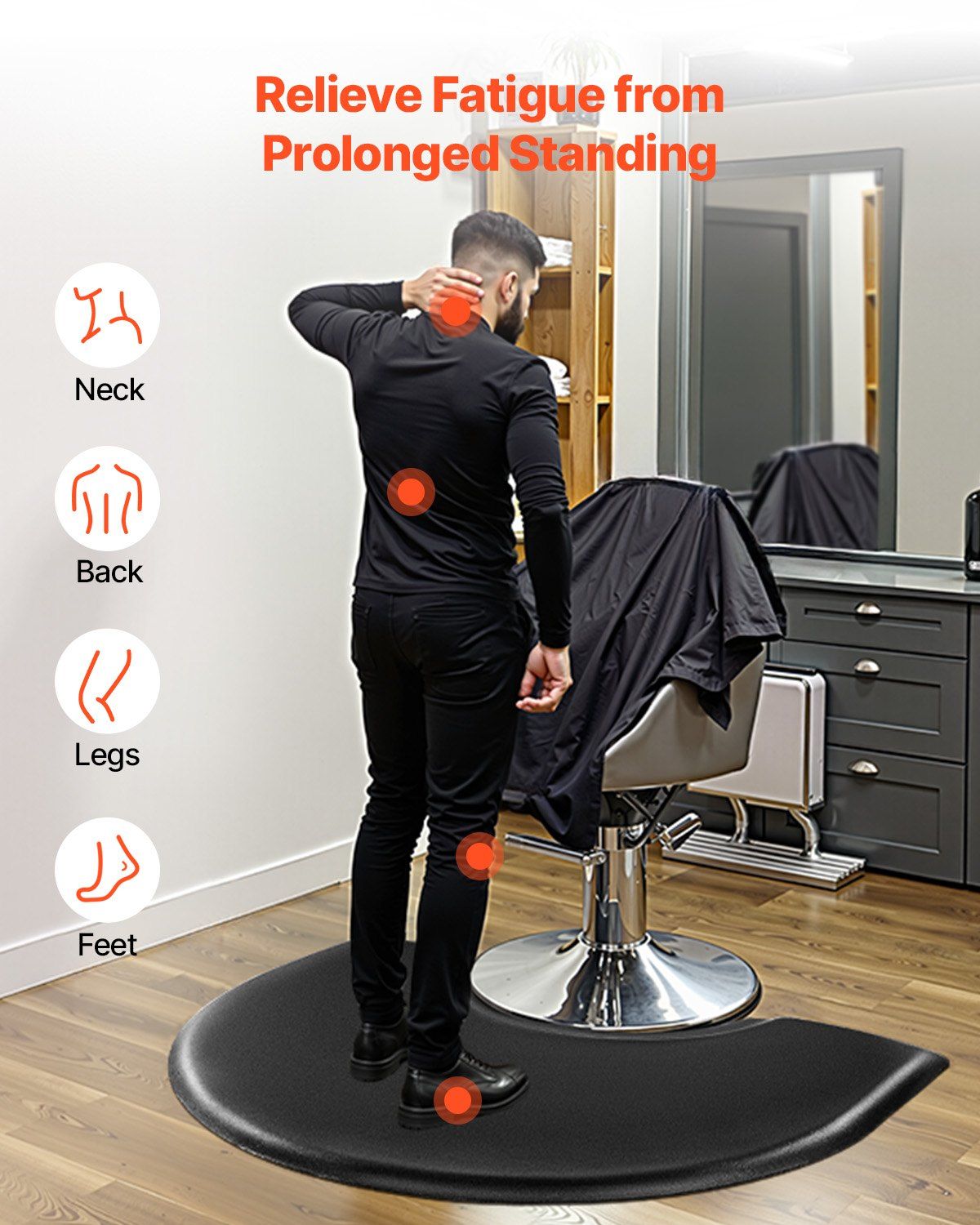 Salon Mat for Hair Stylist, 1220 x 930 mm Semi-circle Salon Chair Mat, 25mm Thickened Anti Fatigue Barber V952-SLDBYD1INCH3ZHR0VV0