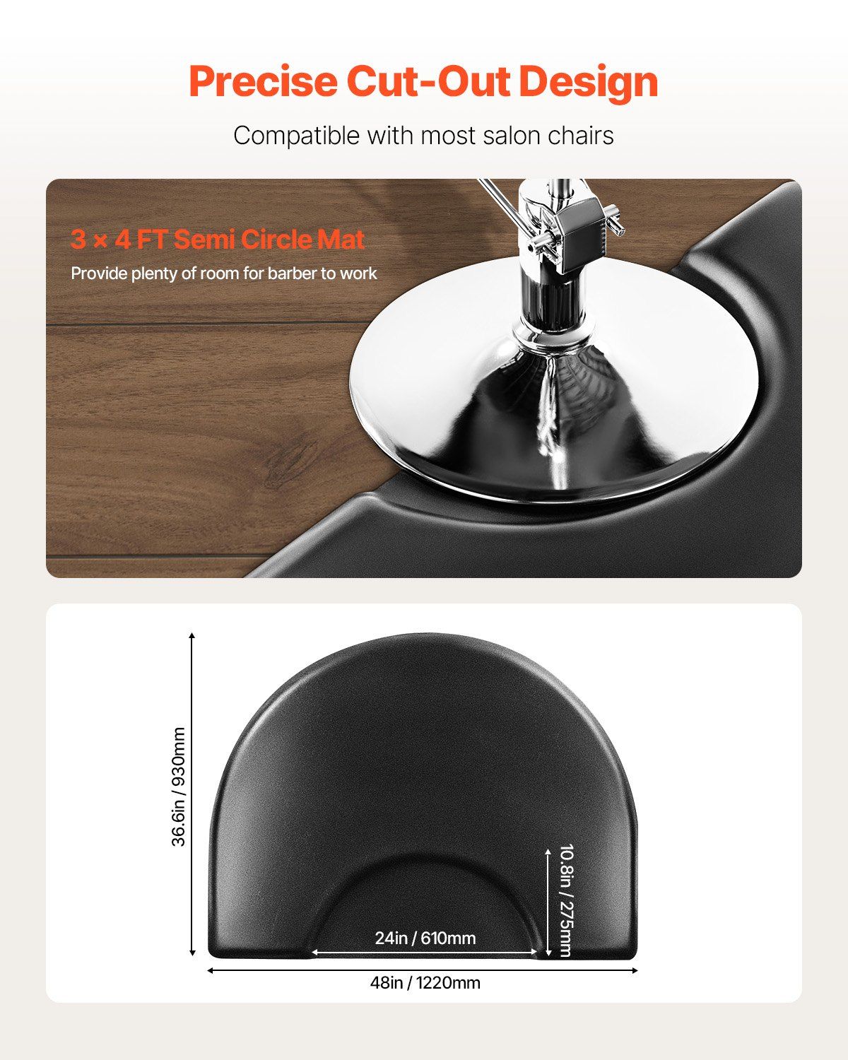 Salon Mat for Hair Stylist, 1220 x 930 mm Semi-circle Salon Chair Mat, 25mm Thickened Anti Fatigue Barber V952-SLDBYD1INCH3ZHR0VV0