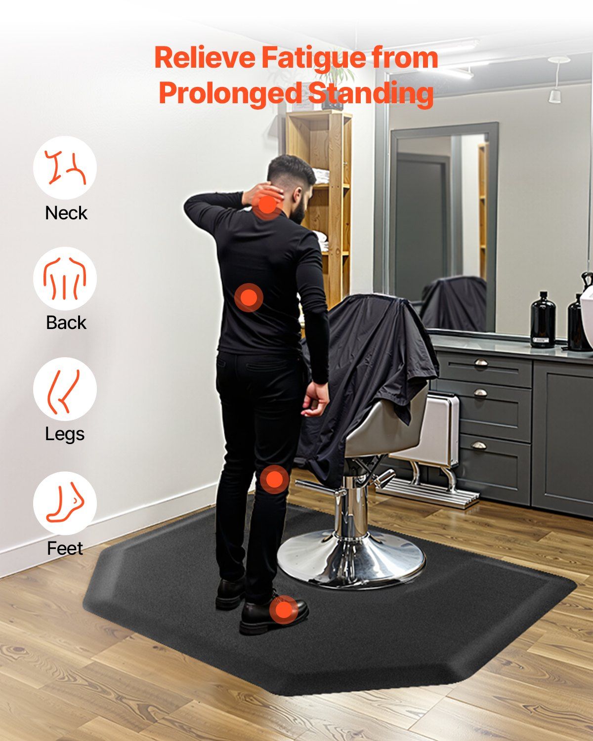 Salon Mat for Hair Stylist, 1225 x 1505 mm Hexagon Salon Chair Mat Anti Fatigue, 13mm Thickened Barber Shop V952-SLDLJD12INCHQYV9OV0