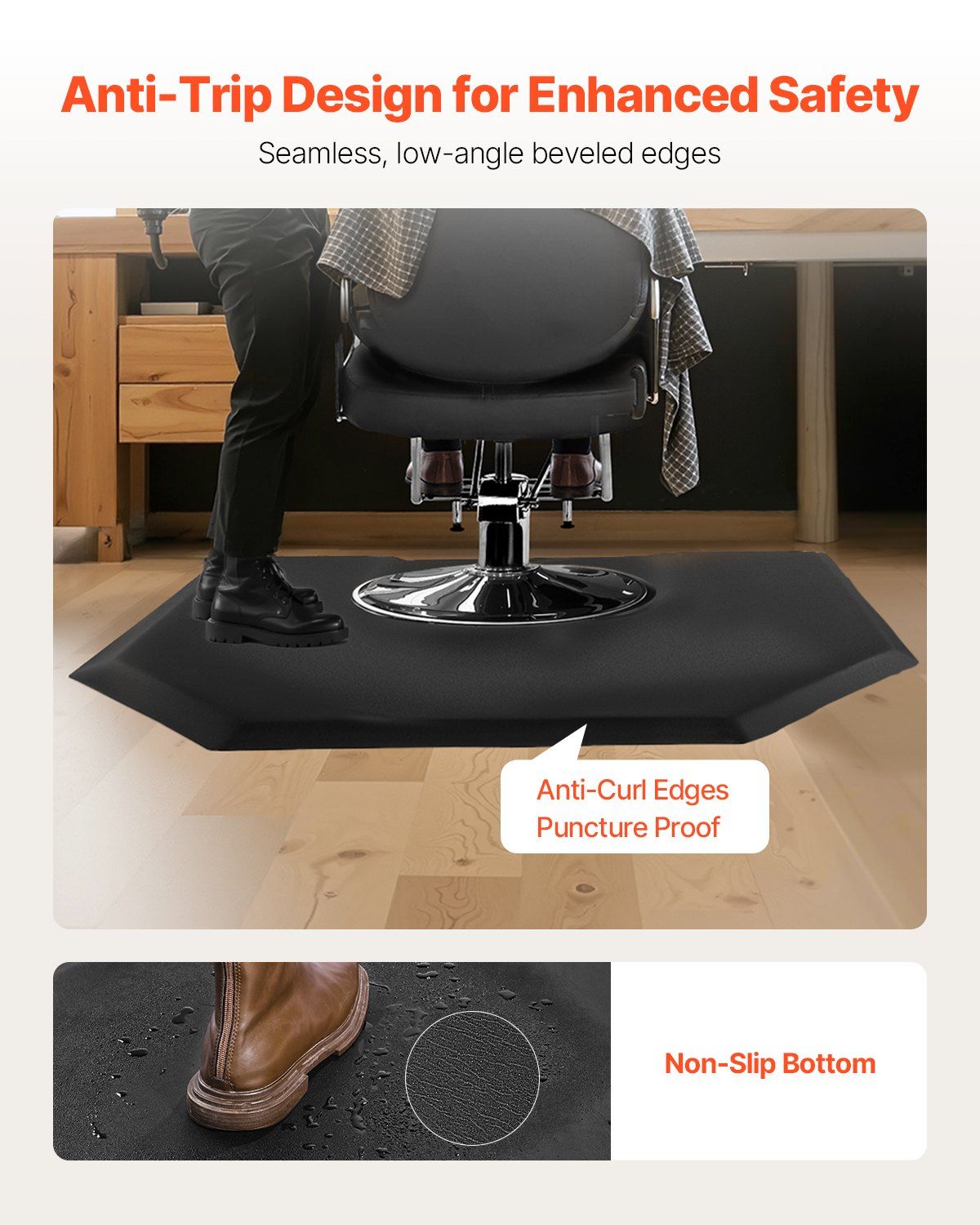 Salon Mat for Hair Stylist, 1225 x 1505 mm Hexagon Salon Chair Mat Anti Fatigue, 13mm Thickened Barber Shop V952-SLDLJD12INCHQYV9OV0