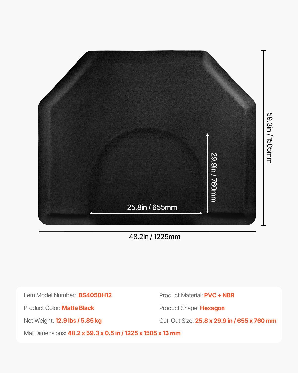 Salon Mat for Hair Stylist, 1225 x 1505 mm Hexagon Salon Chair Mat Anti Fatigue, 13mm Thickened Barber Shop V952-SLDLJD12INCHQYV9OV0