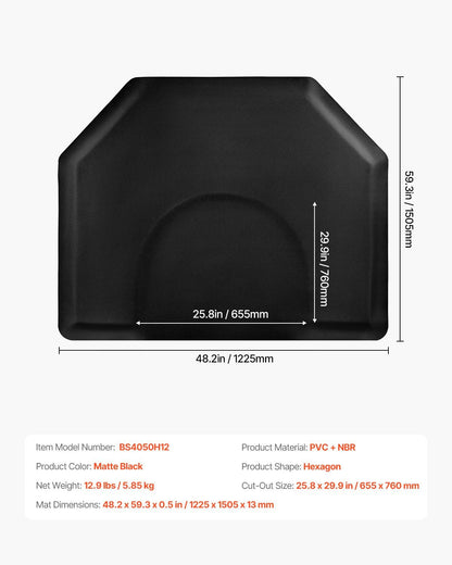 Salon Mat for Hair Stylist, 1225 x 1505 mm Hexagon Salon Chair Mat Anti Fatigue, 13mm Thickened Barber Shop V952-SLDLJD12INCHQYV9OV0