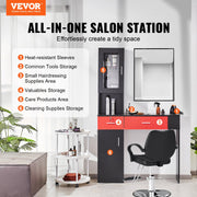 Salon Station, Wall Mount Barber Salon Station for Hair Stylist, Beauty Spa Furniture Set, 1 Storage Cabinet, V952-SLJSLJJTZS002VRD7V0