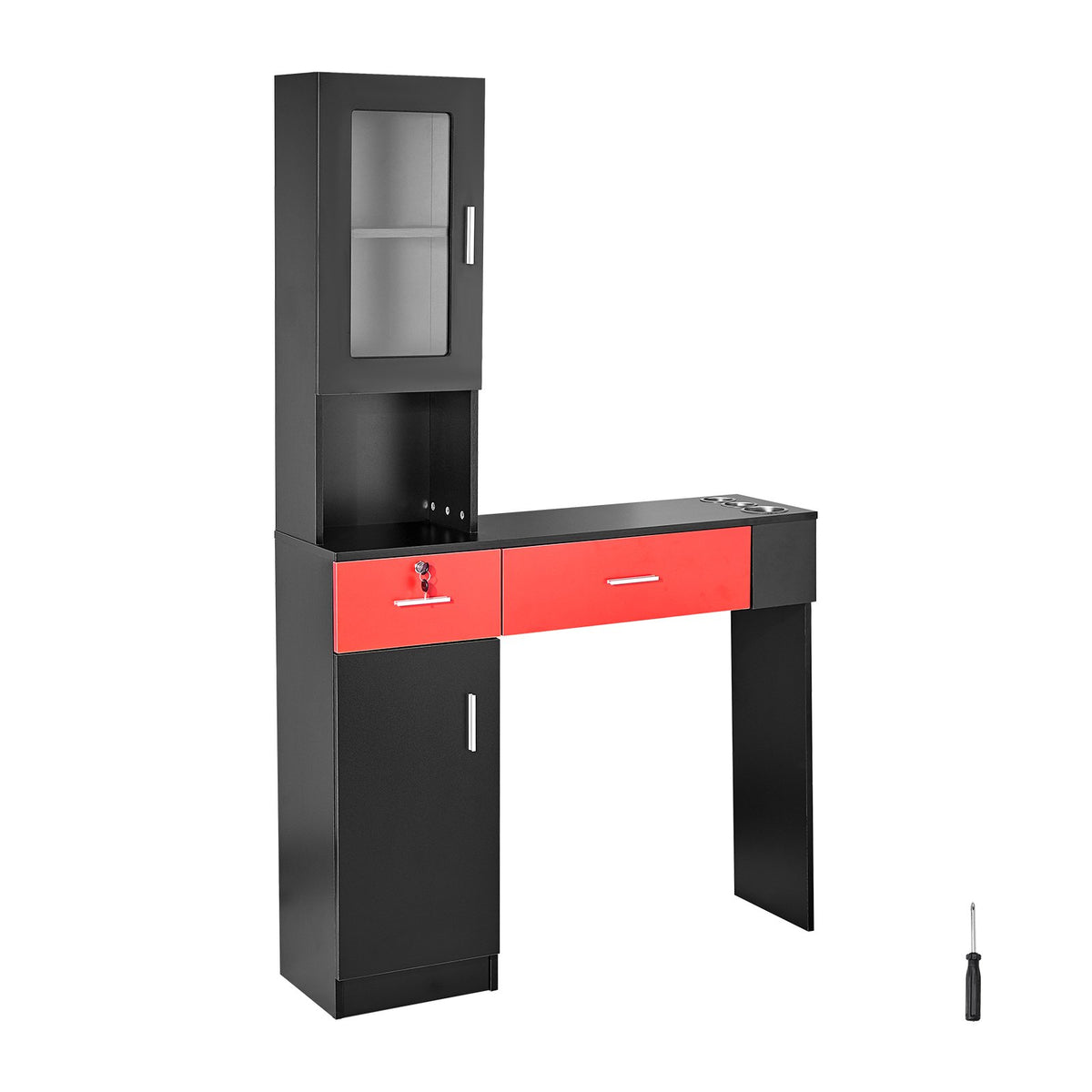 Salon Station, Wall Mount Barber Salon Station for Hair Stylist, Beauty Spa Furniture Set, 1 Storage Cabinet, V952-SLJSLJJTZS002VRD7V0