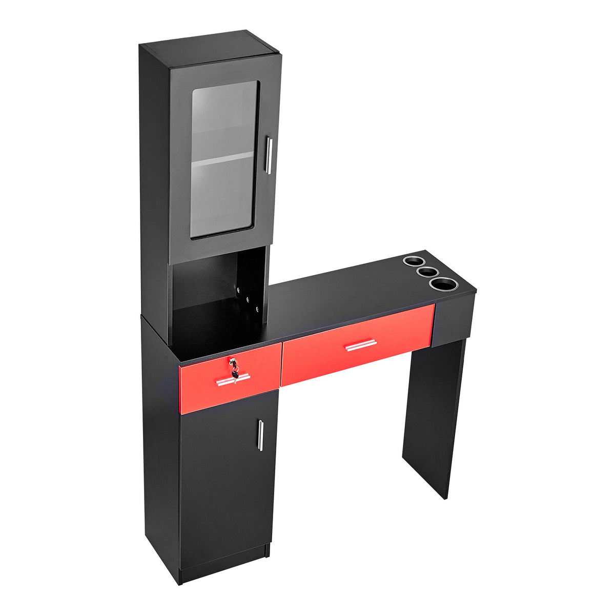 Salon Station, Wall Mount Barber Salon Station for Hair Stylist, Beauty Spa Furniture Set, 1 Storage Cabinet, V952-SLJSLJJTZS002VRD7V0
