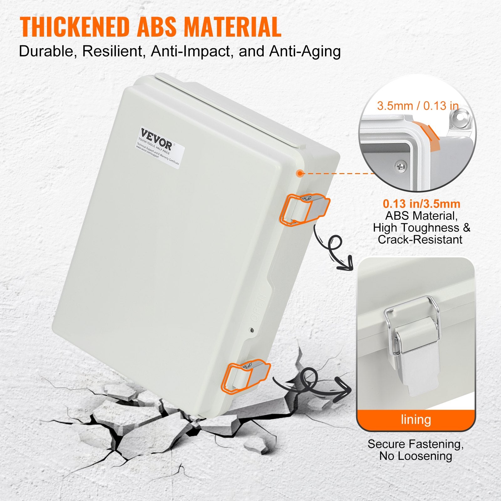 Outdoor Electrical Junction Box, 300 x 200 x 180 mm, ABS Plastic Electrical Enclosure Box with Hinged Cover V952-SLJXHABS12X86XOWLV0