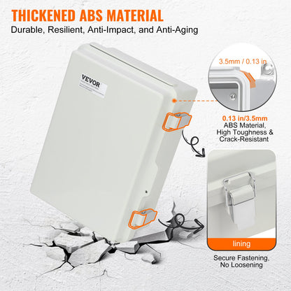 Outdoor Electrical Junction Box, 300 x 200 x 180 mm, ABS Plastic Electrical Enclosure Box with Hinged Cover V952-SLJXHABS12X86XOWLV0