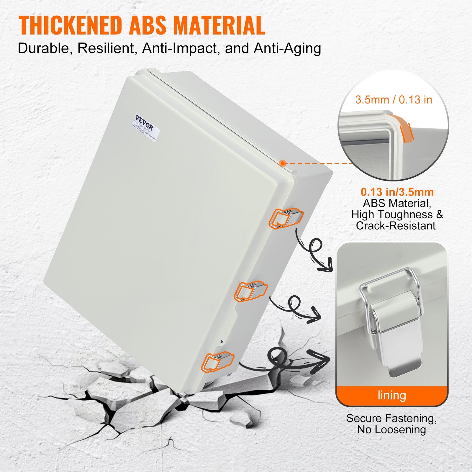 Outdoor Electrical Junction Box, 350 x 250 x 150 mm, ABS Plastic Electrical Enclosure Box with Hinged Cover V952-SLJXHABS14X138LEDV0