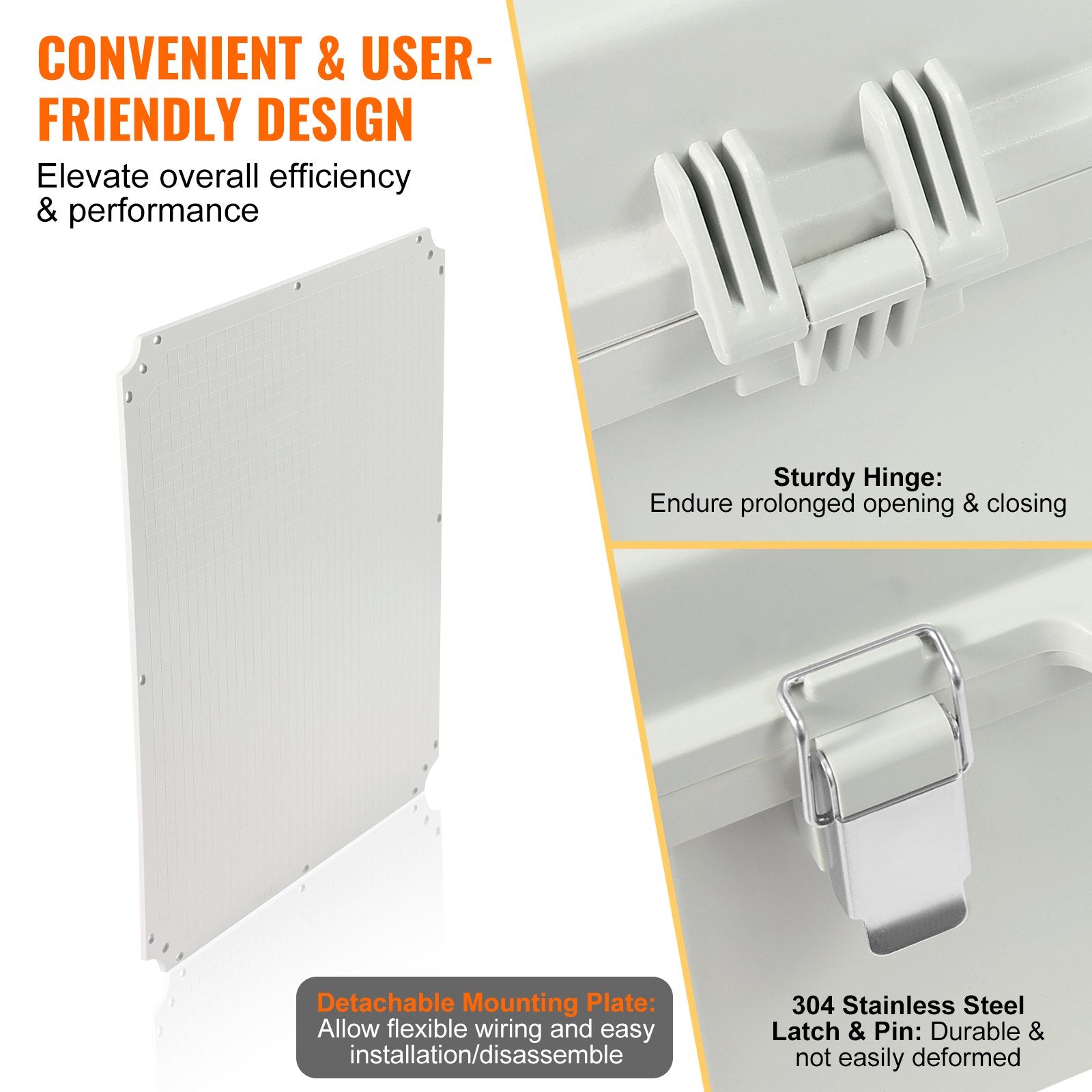Outdoor Electrical Junction Box, 350 x 250 x 150 mm, ABS Plastic Electrical Enclosure Box with Hinged Cover V952-SLJXHABS14X138LEDV0