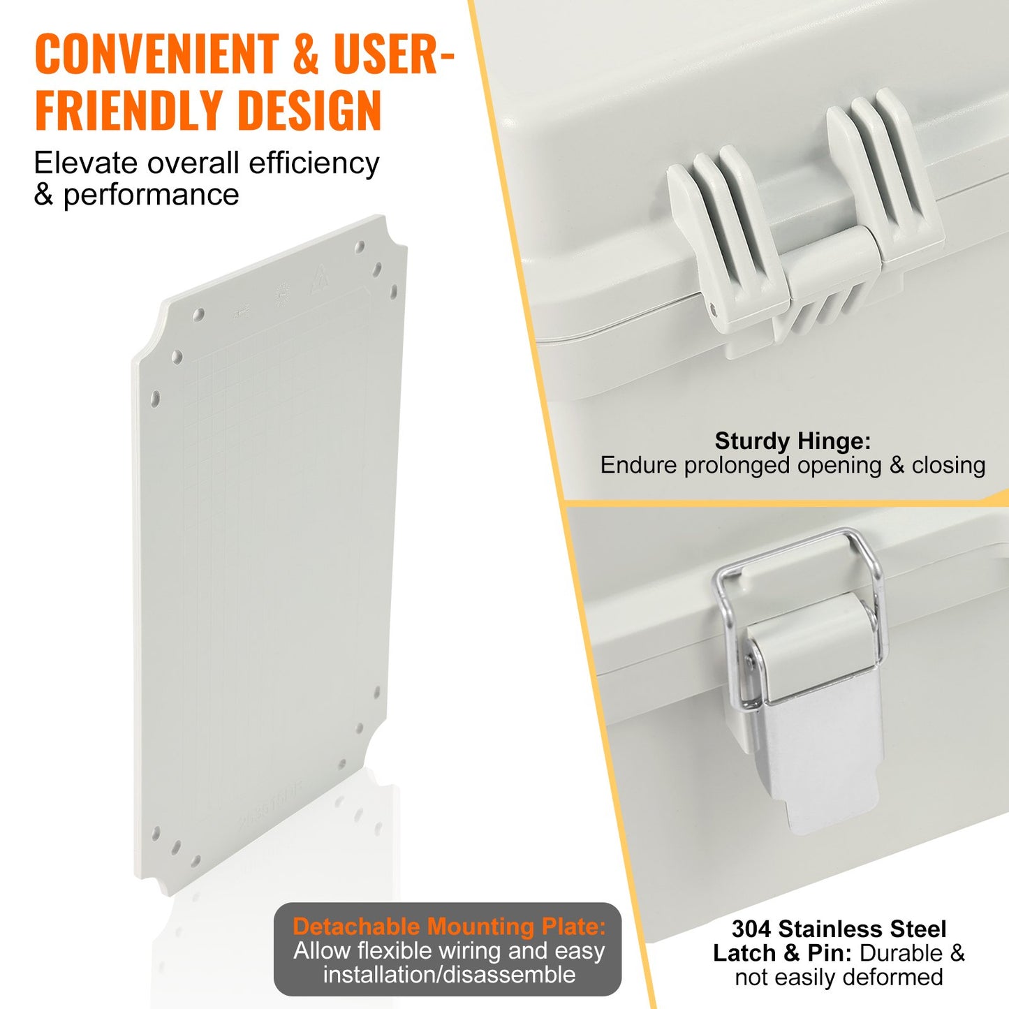 Outdoor Electrical Junction Box, 430 x 330 x 180 mm, ABS Plastic Electrical Enclosure Box with Hinged Cover V952-SLJXHABS16X1GLKCVV0