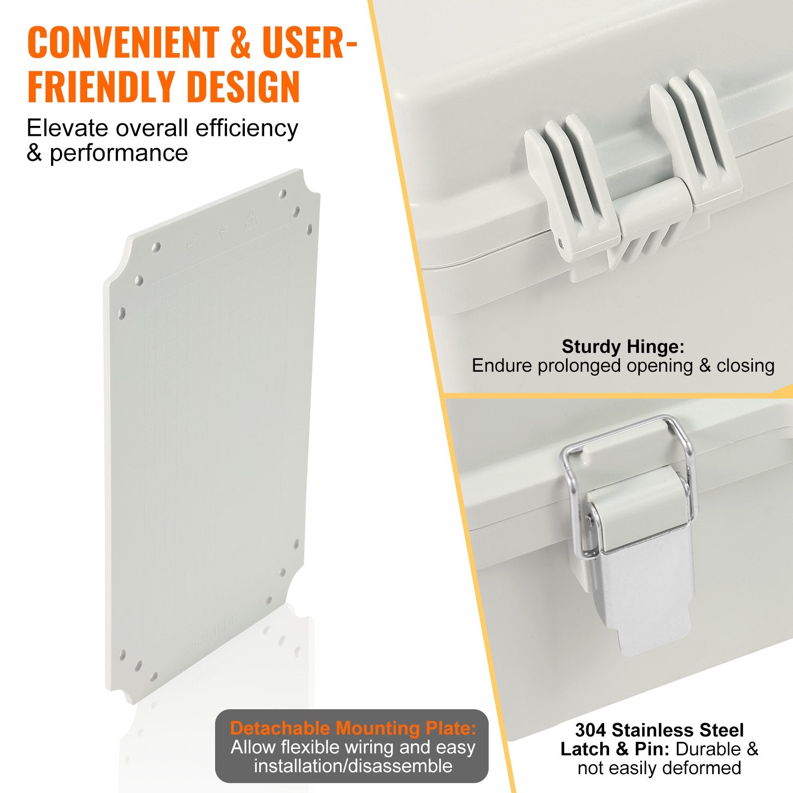 Outdoor Electrical Junction Box, 430 x 330 x 180 mm, ABS Plastic Electrical Enclosure Box with Hinged Cover V952-SLJXHABS16X1GLKCVV0