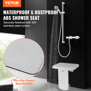 Folding ABS Shower Seat, 15.7'' x 16.7'' Unfolded, Wall Mounted Fold Up Shower Bench with 440 lbs Load V952-SLKABSZCTWKB4ALIHV0