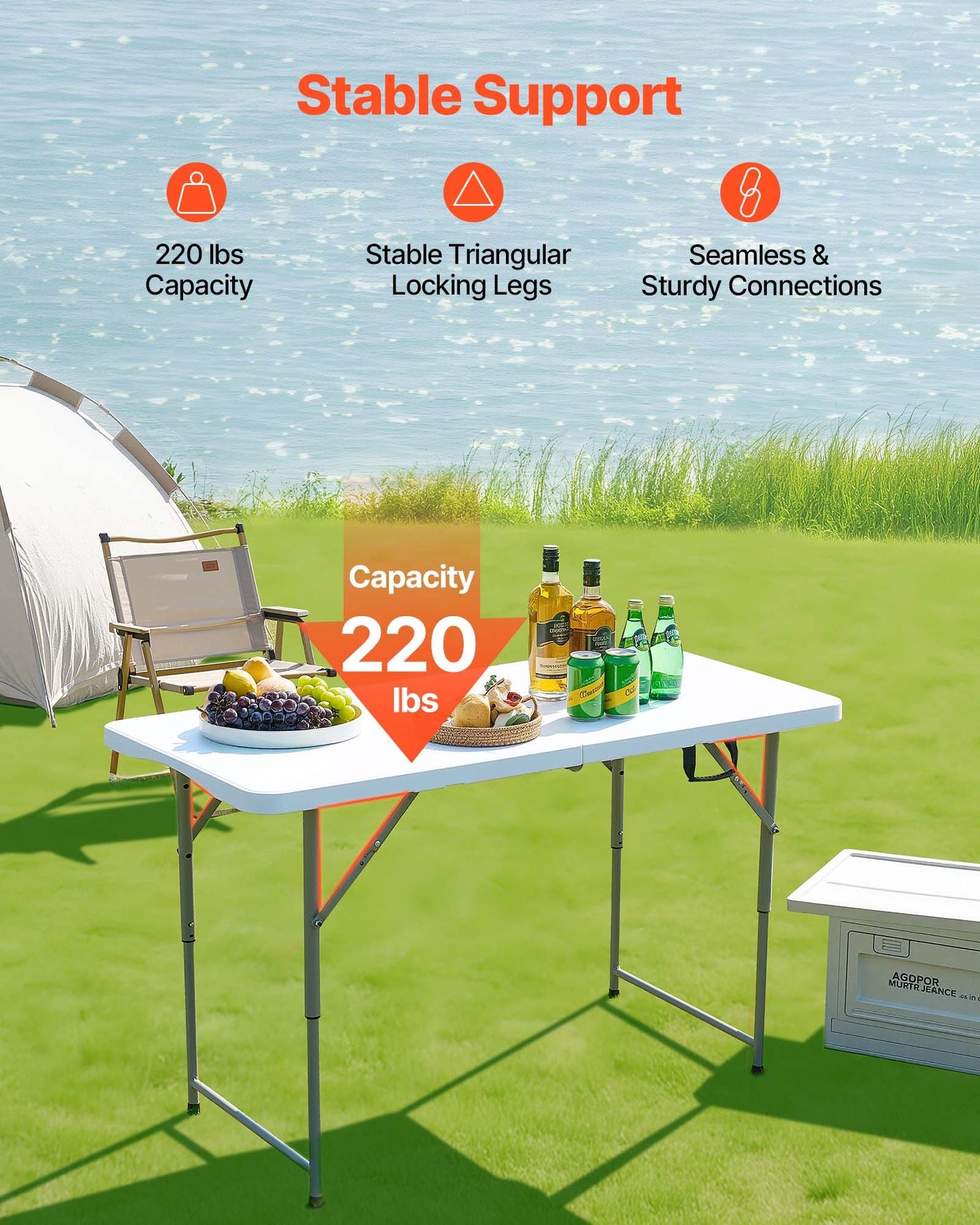 Folding Table, 4 Ft Heavy Duty Portable Fold-in-Half Utility Table, Indoor Outdoor Plastic Rectangle Table V952-SLKHWZDZ4YCBQ1OPT001V0