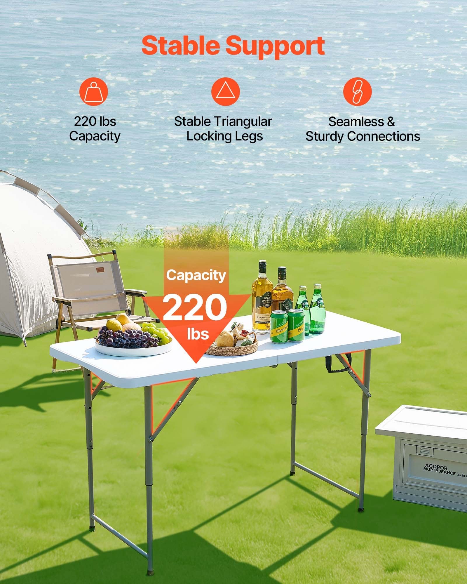 Folding Table, 4 Ft Heavy Duty Portable Fold-in-Half Utility Table, Indoor Outdoor Plastic Rectangle Table V952-SLKHWZDZ4YCBQ1OPT001V0