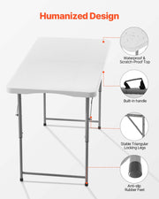 Folding Table, 4 Ft Heavy Duty Portable Fold-in-Half Utility Table, Indoor Outdoor Plastic Rectangle Table V952-SLKHWZDZ4YCBQ1OPT001V0