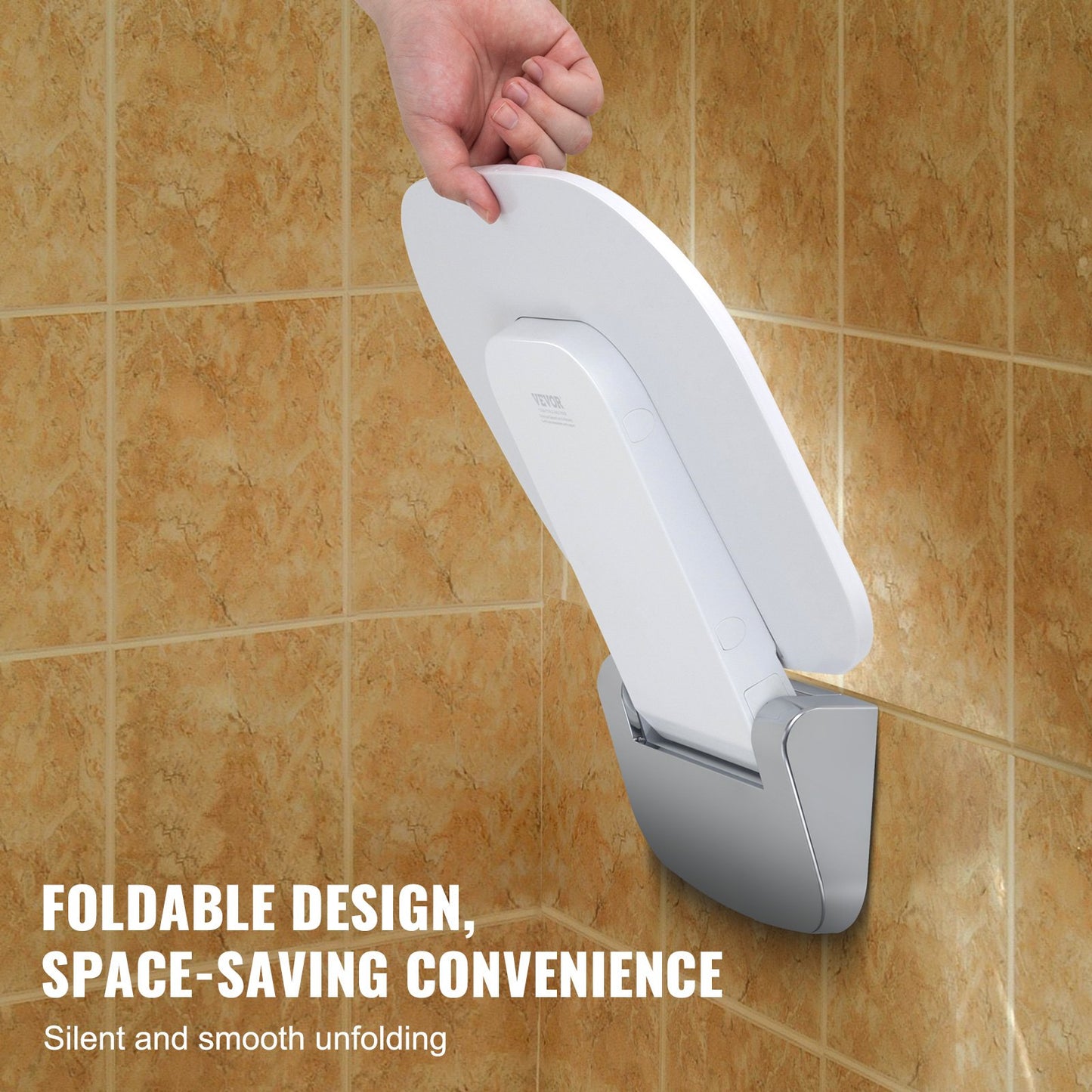 Urea-formaldehyde Folding Shower Seat, 13.6'' x 12.8'' Unfolded, Wall Mounted Fold Up Shower Bench with 450 V952-SLKNQWZCWKB1YXHBJV0