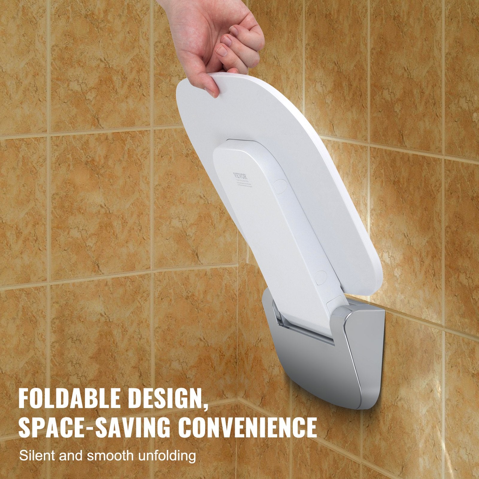 Urea-formaldehyde Folding Shower Seat, 13.6'' x 12.8'' Unfolded, Wall Mounted Fold Up Shower Bench with 450 V952-SLKNQWZCWKB1YXHBJV0