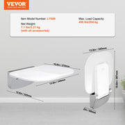 Urea-formaldehyde Folding Shower Seat, 13.6'' x 12.8'' Unfolded, Wall Mounted Fold Up Shower Bench with 450 V952-SLKNQWZCWKB1YXHBJV0
