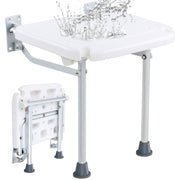Folding PE Shower Seat, 15.7'' x 14.8'' Unfolded, Wall Mounted Fold Up Shower Bench with 500 lbs Load V952-SLKPEZCTWKB16SNT7V0