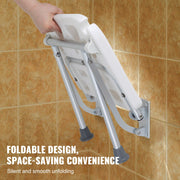 Folding PE Shower Seat, 15.7'' x 14.8'' Unfolded, Wall Mounted Fold Up Shower Bench with 500 lbs Load V952-SLKPEZCTWKB16SNT7V0