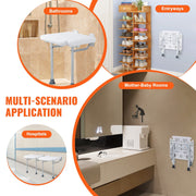 Folding PE Shower Seat, 15.7'' x 14.8'' Unfolded, Wall Mounted Fold Up Shower Bench with 500 lbs Load V952-SLKPEZCTWKB16SNT7V0