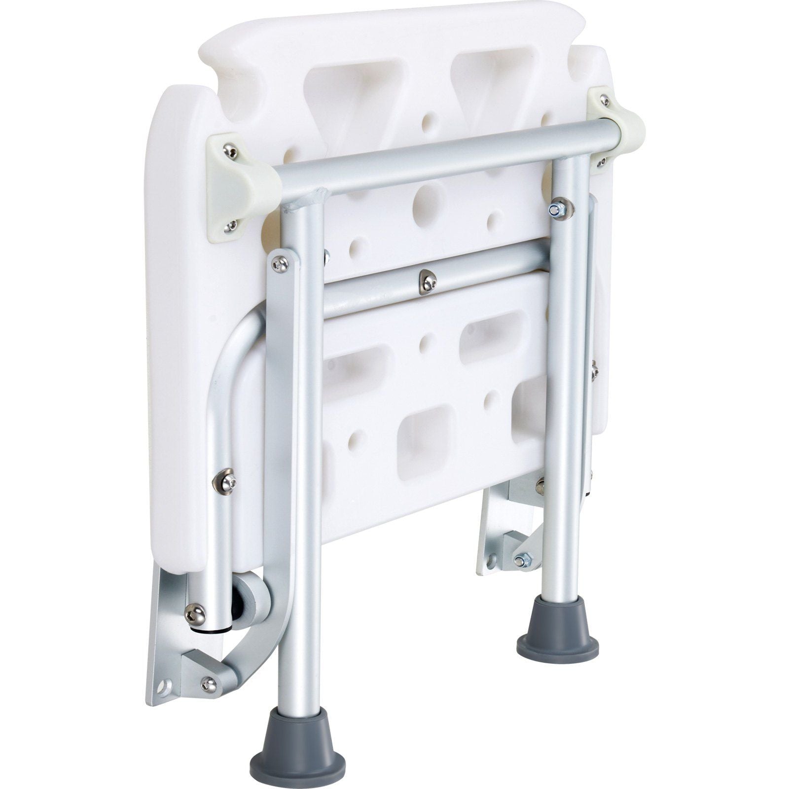 Folding PE Shower Seat, 15.7'' x 14.8'' Unfolded, Wall Mounted Fold Up Shower Bench with 500 lbs Load V952-SLKPEZCTWKB16SNT7V0