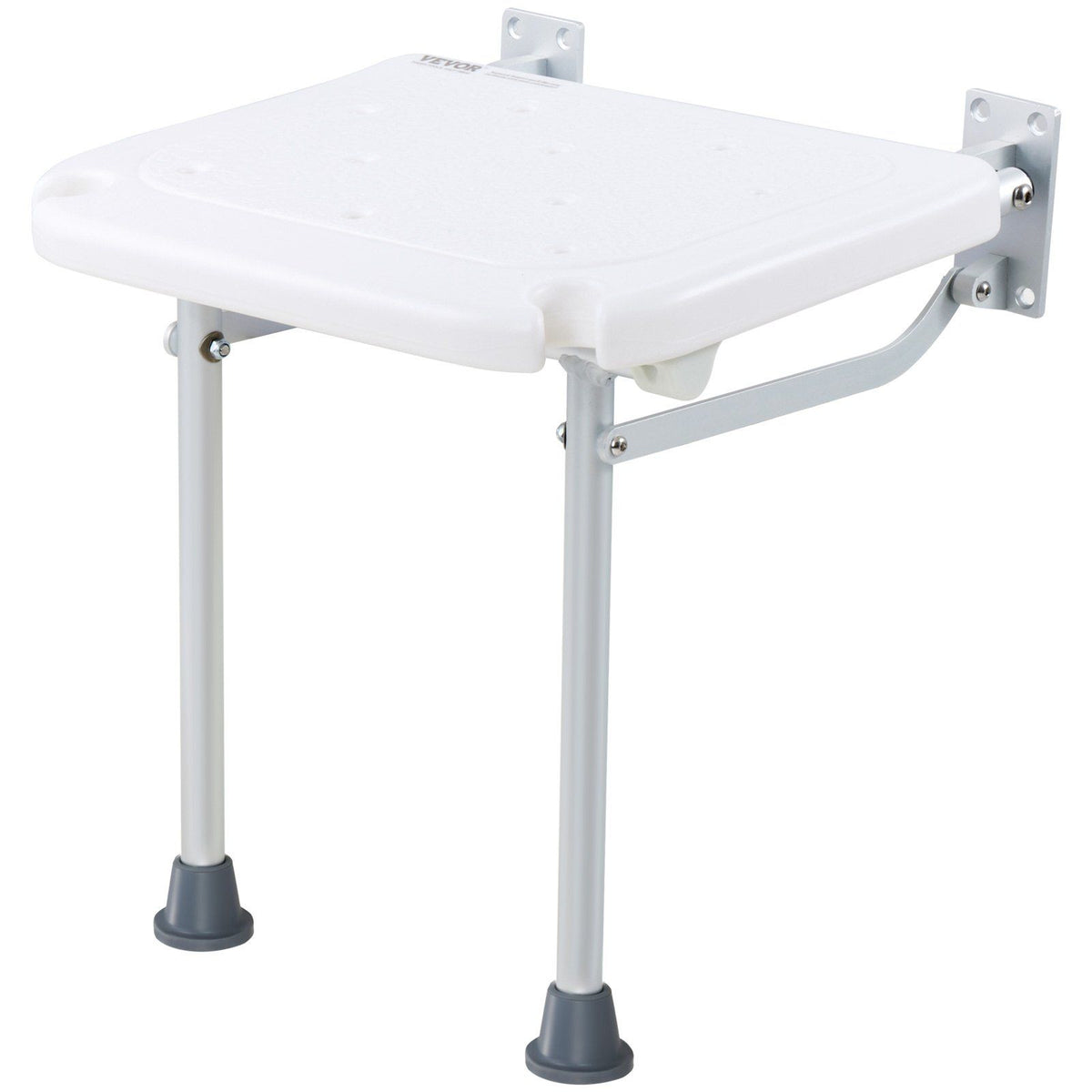 Folding PE Shower Seat, 15.7'' x 14.8'' Unfolded, Wall Mounted Fold Up Shower Bench with 500 lbs Load V952-SLKPEZCTWKB16SNT7V0