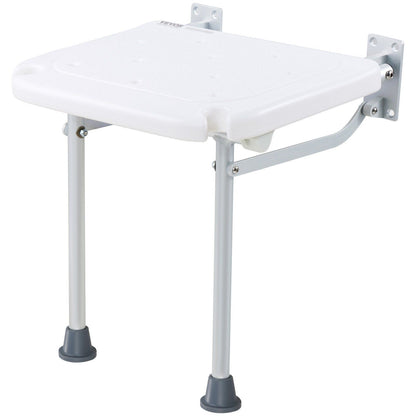 Folding PE Shower Seat, 15.7'' x 14.8'' Unfolded, Wall Mounted Fold Up Shower Bench with 500 lbs Load V952-SLKPEZCTWKB16SNT7V0