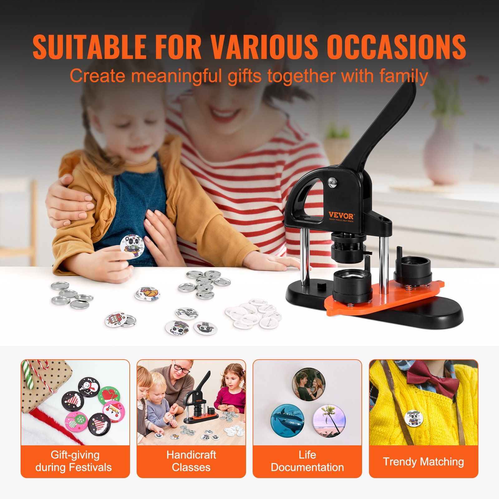 Button Maker Machine, 1.25 inch/32mm Pin Maker, Installation-Free Badge Punch Press Kit, Children DIY Gifts V952-SLKXZJ32MM500JRFVV0