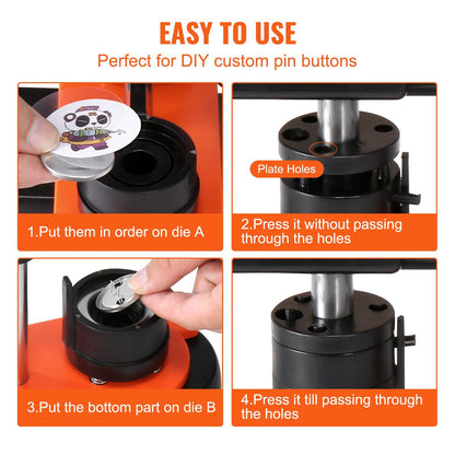Button Maker Machine, 1.25 inch/32mm Pin Maker, Installation-Free Badge Punch Press Kit, Children DIY Gifts V952-SLKXZJ32MM500JRFVV0