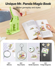 Button Maker Machine, 32 mm, Plastic Pin Maker with 500pcs Button Parts, Mr. Panda Magic Book, Circle Cutter V952-SLKXZJ32MMSLOSODO001V0
