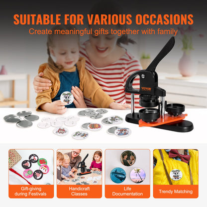Button Maker Machine, 2.28 inch/58mm Pin Maker, Installation-Free Badge Punch Press Kit, Children DIY Gifts V952-SLKXZJ58MM100NXJ1V0