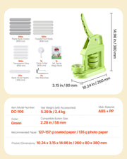 Button Maker Machine, 58 mm, Plastic Pin Maker with 100pcs Button Parts, Mr. Panda Magic Book, Circle Cutter V952-SLKXZJ58MMSLEPFBY001V0