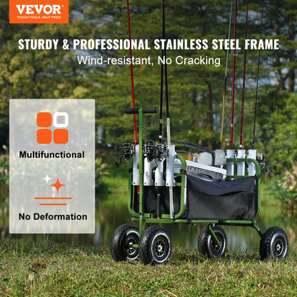 Beach Fishing Cart, 136kg Load Capacity, Foldable Fish and Marine Cart with Four 280mm Big Wheels Rubber V952-SLKYJCKZD000GFIOEV0