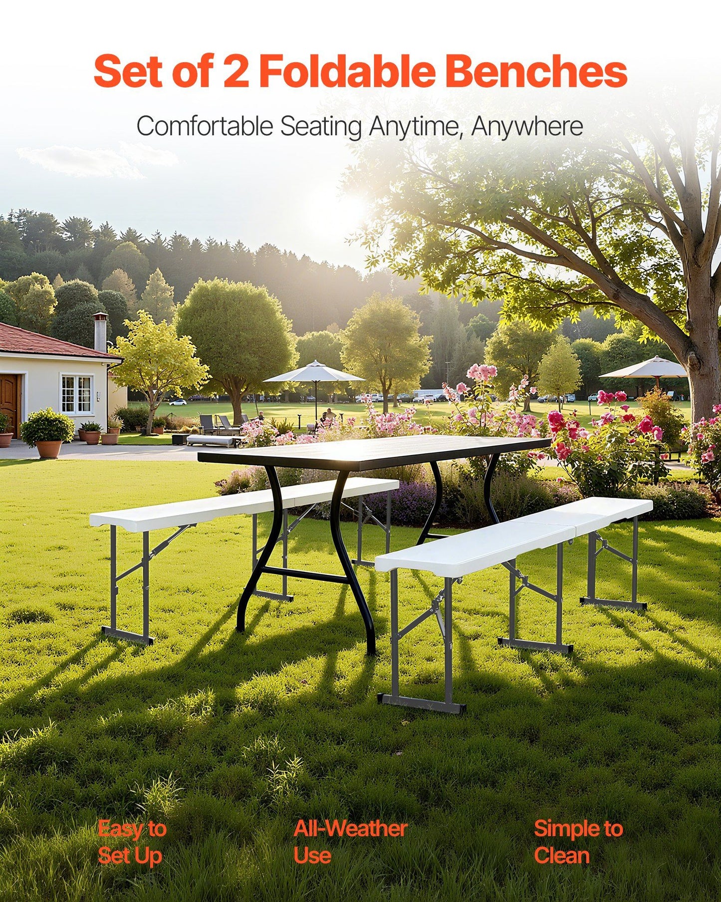Plastic Folding Bench, 6 ft Portable Bench for Indoor/Outdoor Picnic Party Patio Camping Dining, Foldable V952-SLKZDYDZY6FTUQW6VV0
