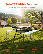 Plastic Folding Bench, 6 ft Portable Bench for Indoor/Outdoor Picnic Party Patio Camping Dining, Foldable V952-SLKZDYDZY6FTUQW6VV0